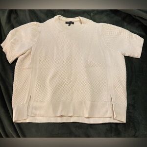 Banana Republic 62% Cotton Round Neck Sweater Knit Short Slv Cream Size …